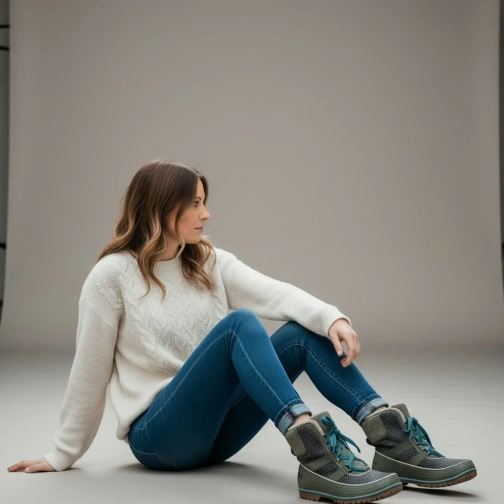 NEW Sorel Tivoli II Green Teal Waterproof Winter Lace Up Boots Women Size 7.5 - Picture 2 of 11